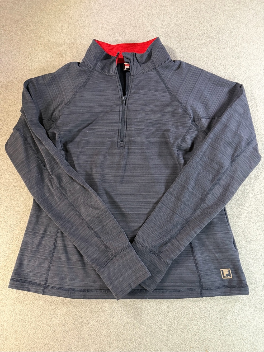 Fila Women's Navy Half-Zip Pullover with Red Collar